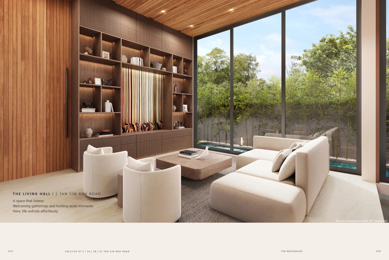 Solstice collection living space, developer’s artist’s impression; not an exact unit photograph